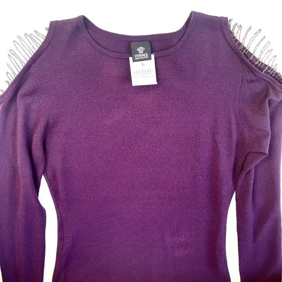 Auc Versace Chained Cold shoulder knit top/sweater